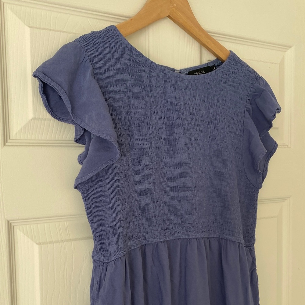 Blue Tiered Midi Dress - Picture 2 of 3